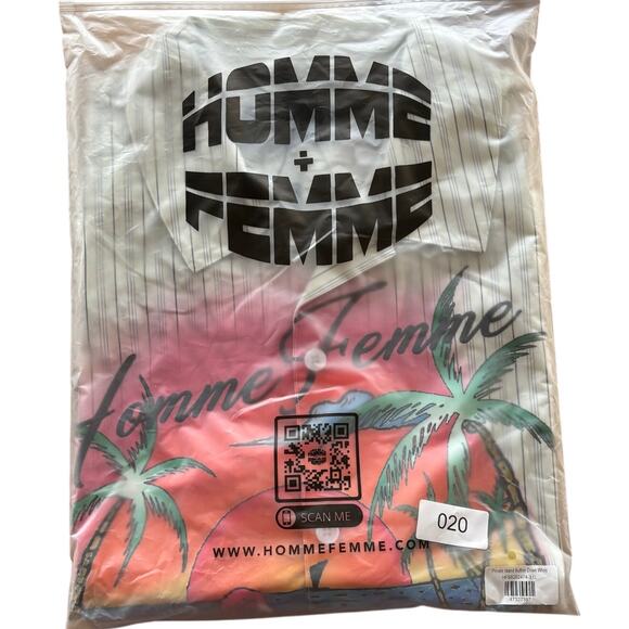 Homme + Femme Private Island Button Down White Large HFSS202474-3 - Picture 10 of 11